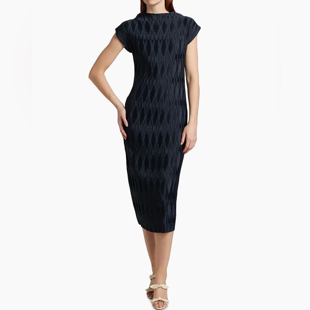 Veronica Beard Gramercy Pleated Cap-Sleeve Midi-Dress